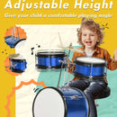 Musical Instruments, 7pc Beginner Blue Drum Set for Kids with Thrown, Cymbal, Pedal and Drumsticks - Seasonal Overstock
