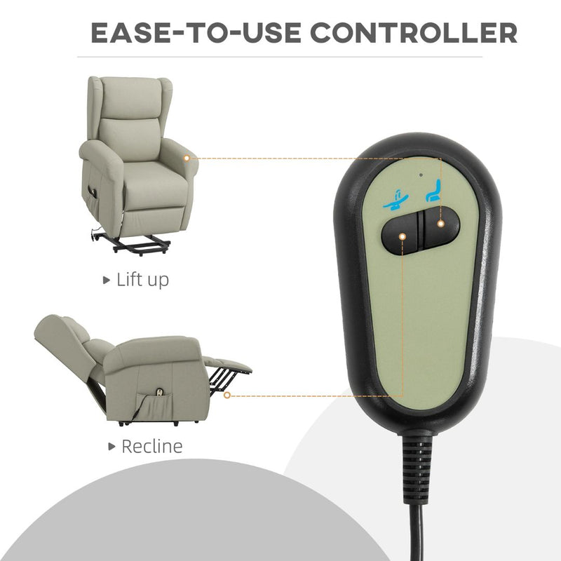 Sling River Wingback Lift Assist Recliner Chair with remote Control - Cream White