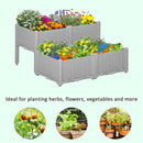Planters, 31.5" x 31.5" Raised 4-Box Planter Flower Bed - Grey - Seasonal Overstock