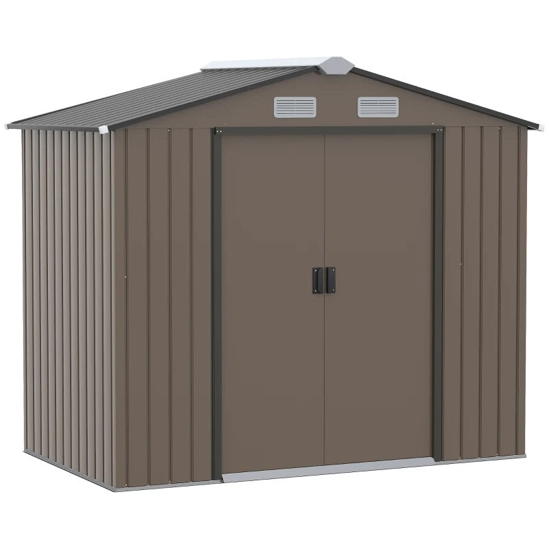 7' x 4' Steel Outdoor Storage Shed - Dark Brown