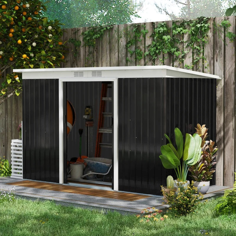 9' x 4' Steel Outdoor Storage Garden Shed - Dark Grey