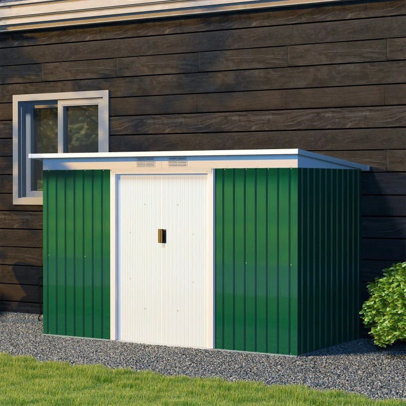 9' x 4' Steel Outdoor Storage Garden Shed - Green