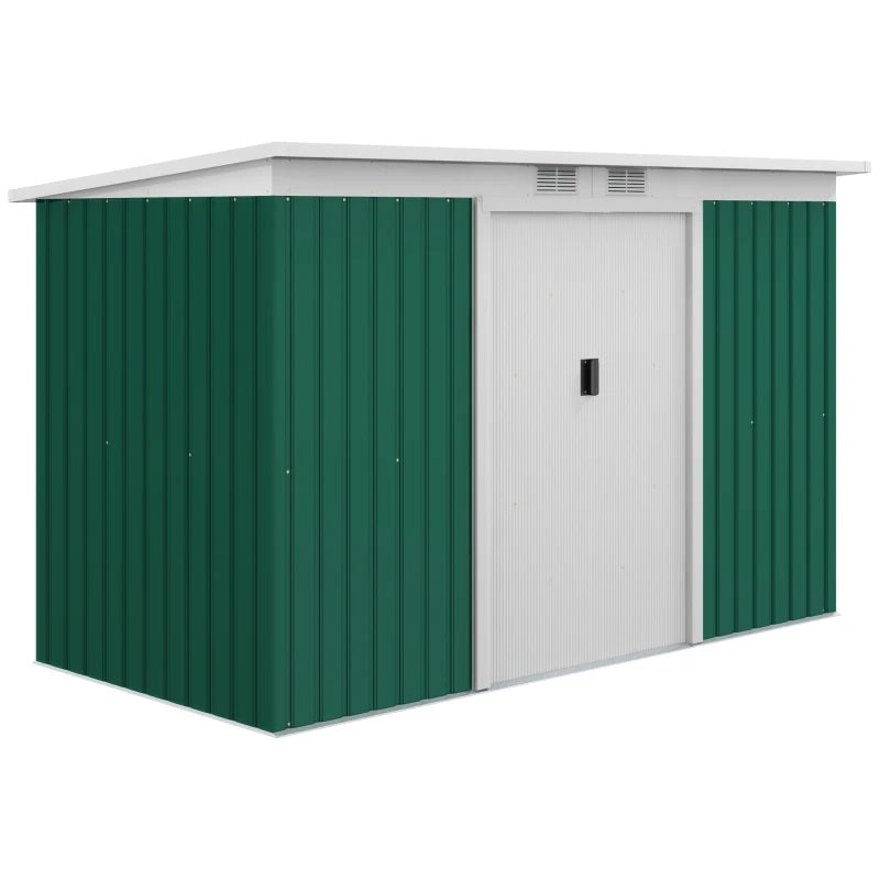 9' x 4' Steel Outdoor Storage Garden Shed - Green