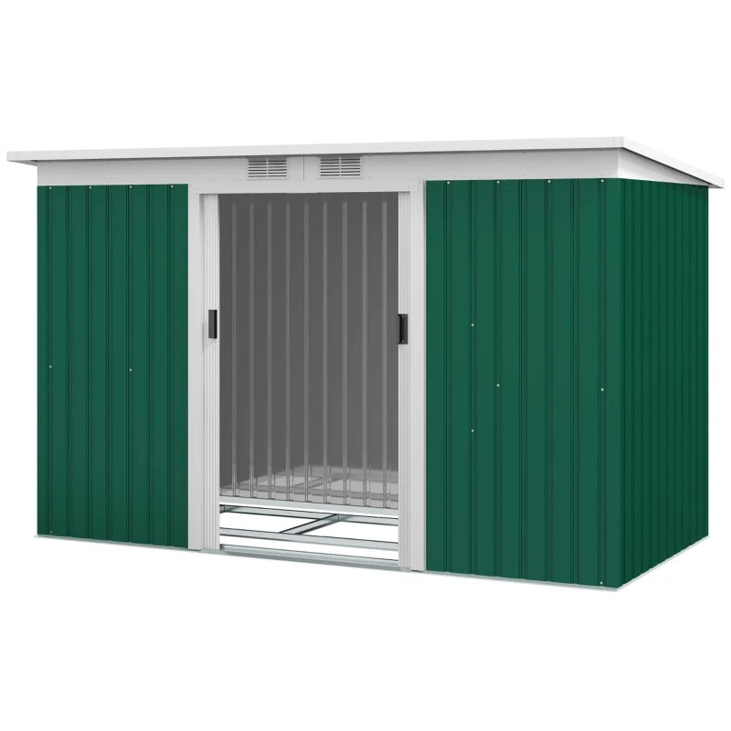 9' x 4' Steel Outdoor Storage Garden Shed - Green