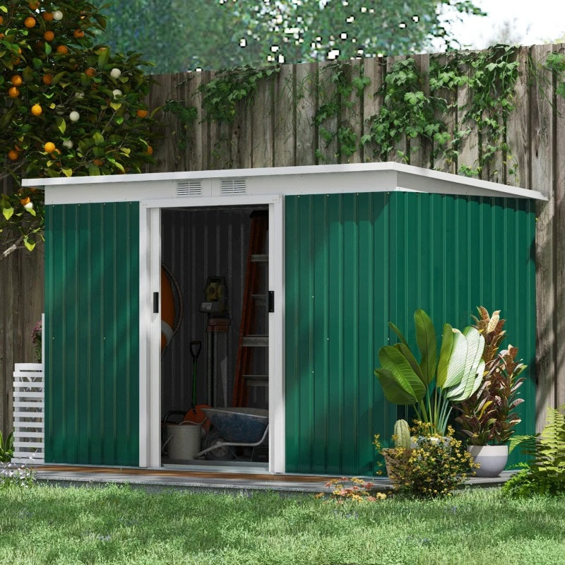 9' x 4' Steel Outdoor Storage Garden Shed - Green