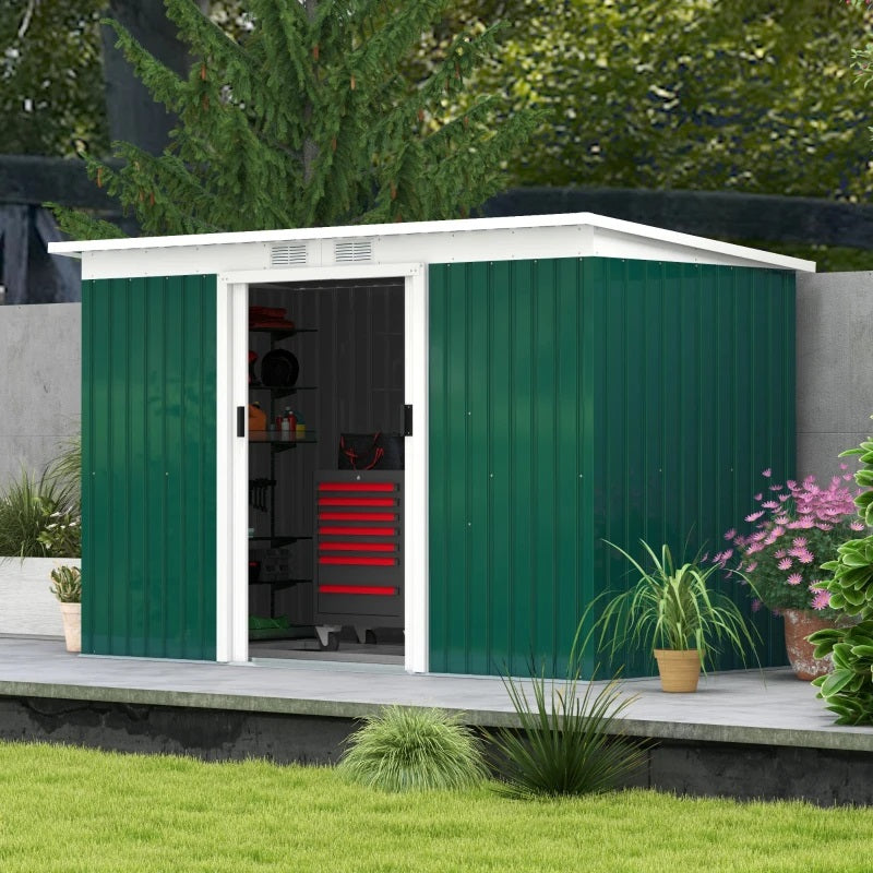 9' x 4' Steel Outdoor Storage Garden Shed - Green