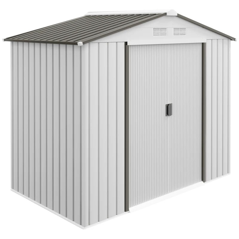 7' x 4' Steel Outdoor Storage Shed - Silver Grey