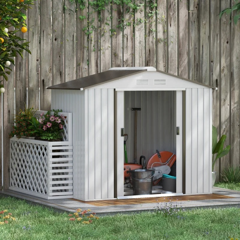 7' x 4' Steel Outdoor Storage Shed - Silver Grey