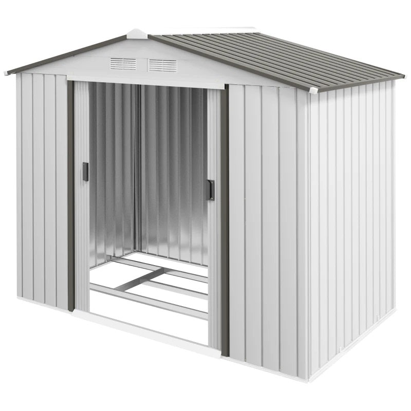 7' x 4' Steel Outdoor Storage Shed - Silver Grey