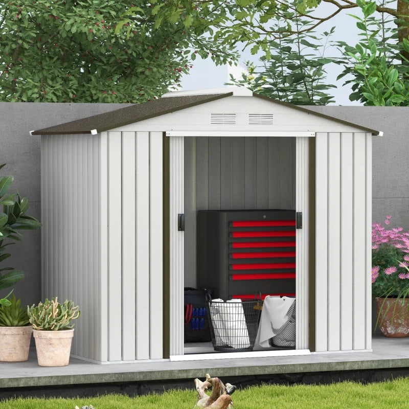 7' x 4' Steel Outdoor Storage Shed - Silver Grey