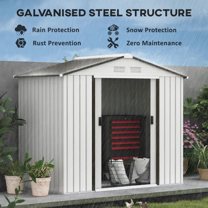 7' x 4' Steel Outdoor Storage Shed - Silver Grey