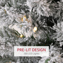 Frosted Christmas tree with pre-lit design and 180 LED lights.