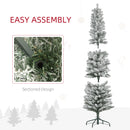 Flocked Christmas tree with easy assembly feature on a white background