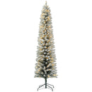 Frosted artificial Skinny Christmas tree with lights on a white background