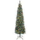 7ft Prelit Slim Christmas Tree, with 8 Lighting Modes and Silver Glitter