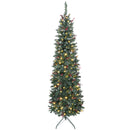 7ft Prelit Slim Christmas Tree, with 8 Lighting Modes and Silver Glitter
