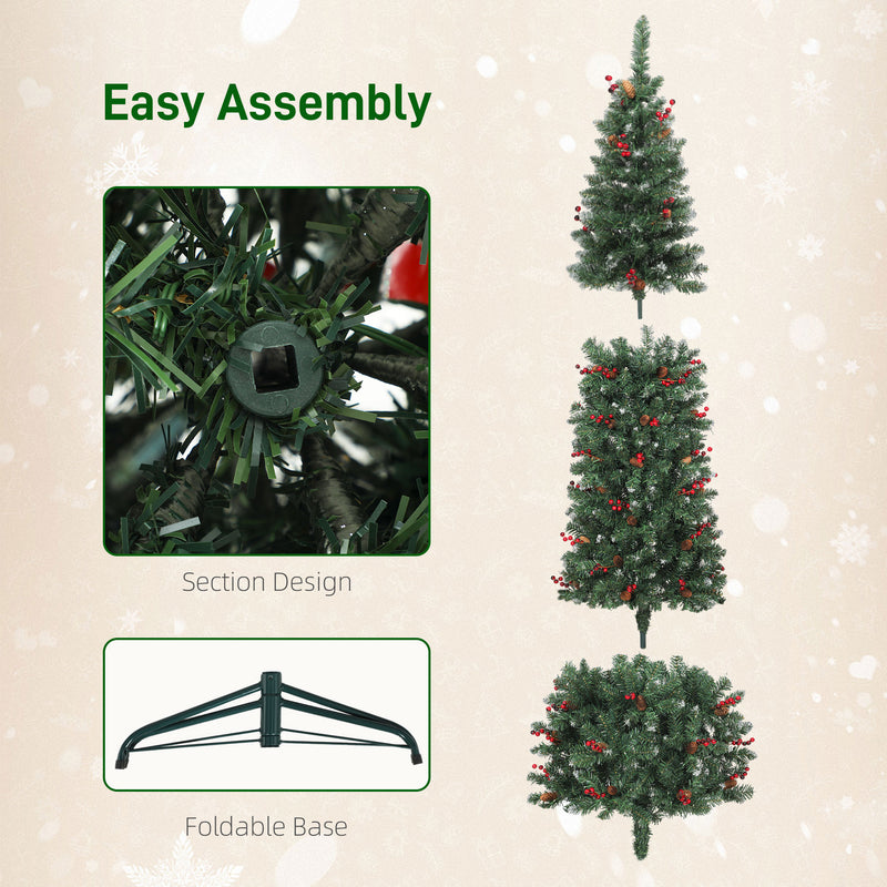 7ft Prelit Slim Christmas Tree, with 8 Lighting Modes and Silver Glitter