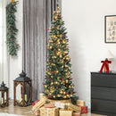 7ft Prelit Slim Christmas Tree, with 8 Lighting Modes and Silver Glitter