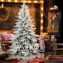 7ft Snow Flocked Artificial Christmas Tree, Realistic Pine Tips and Metal Stand