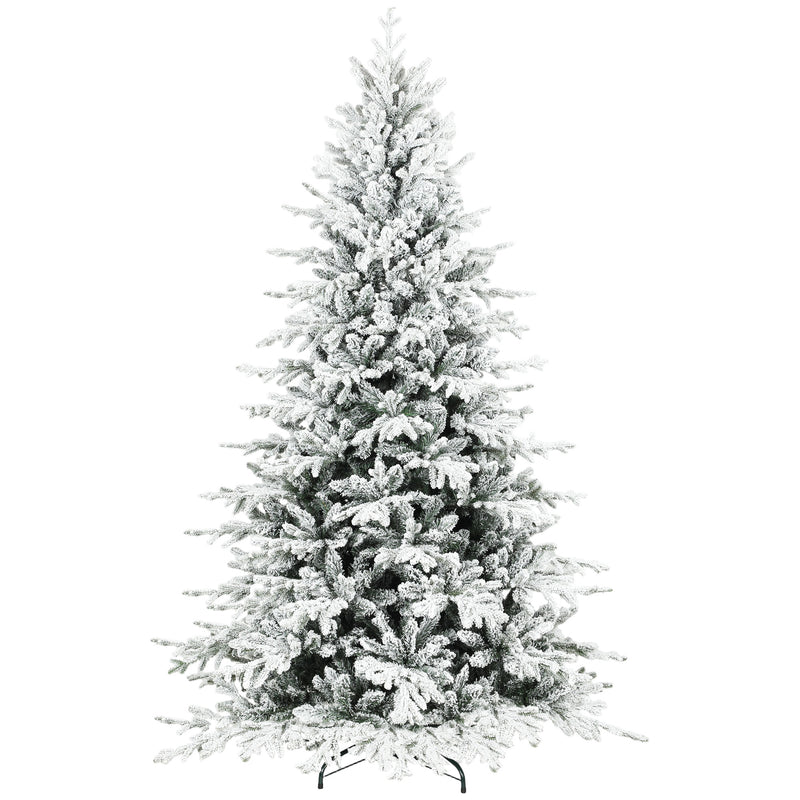 7ft Snow Flocked Artificial Christmas Tree, Realistic Pine Tips and Metal Stand