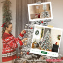 7ft Snow Flocked Artificial Christmas Tree, Realistic Pine Tips and Metal Stand