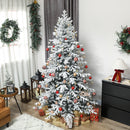 7ft Snow Flocked Artificial Christmas Tree, Realistic Pine Tips and Metal Stand