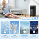 Air Conditioner, HOMCOM 8000 BTU Portable Air Conditioner with Fan, Dehumidifier, Remote Control, 24-Hr Timer - Black - Seasonal Overstock