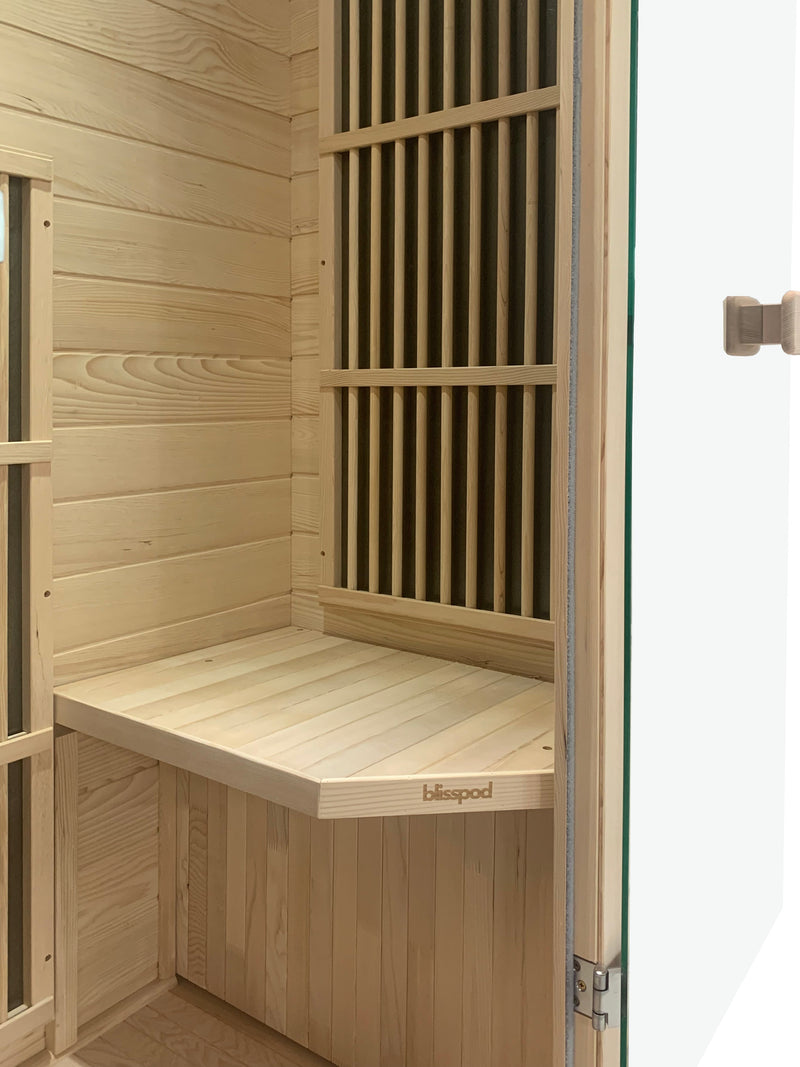 Blisspod | Vienna | Far Infrared Sauna | Canadian Hemlock Very Low EMF | 72.8"H x 35.4"W x 25.6"D | 1 Person