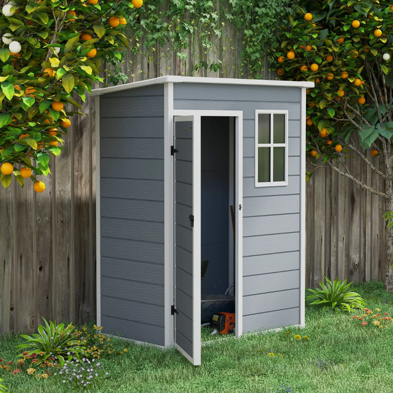 4.6' x 2.5' Resin Plastic Outdoor Storage Shed with Lockable Swing Door - Grey