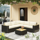 Patio Furniture, Chestnut Cove 6pc Modular Outdoor Patio Set Sectional Sofa - Khaki Brown - Seasonal Overstock