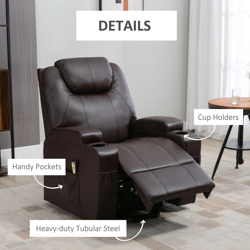 West Haven Power Lift Chair Recliner with Remote and Cup Holders - Brown