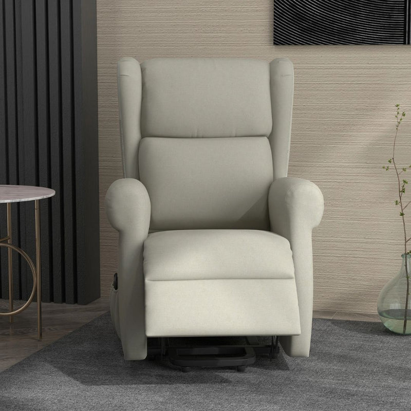 Sling River Wingback Lift Assist Recliner Chair with remote Control - Cream White