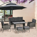 Patio Furniture, Brindlestone Terrace 6pc Outdoor Patio Set with Sofa, Chairs, Stools and Table - Grey - Seasonal Overstock