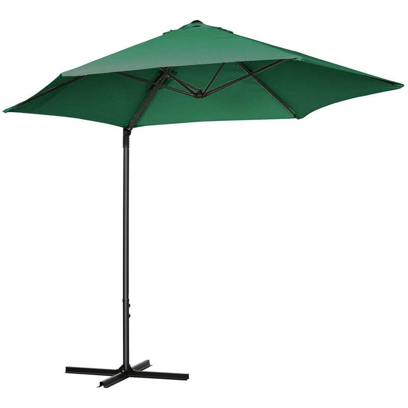 Patio Umbrellas, 8.5ft Offset Cantilever Patio Umbrella Roma Parasol with 360° Rotation - Green - Seasonal Overstock