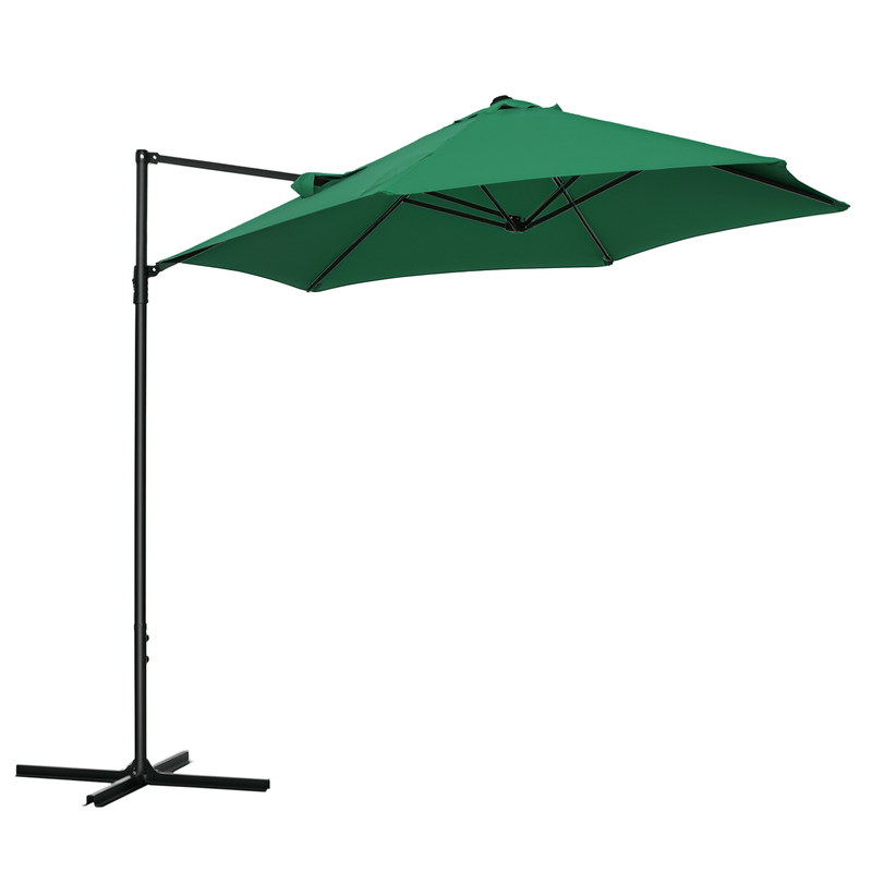 Patio Umbrellas, 8.5ft Offset Cantilever Patio Umbrella Roma Parasol with 360° Rotation - Green - Seasonal Overstock