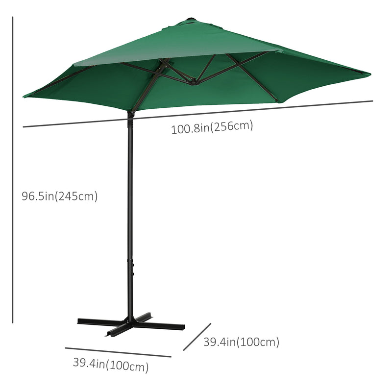 Patio Umbrellas, 8.5ft Offset Cantilever Patio Umbrella Roma Parasol with 360° Rotation - Green - Seasonal Overstock
