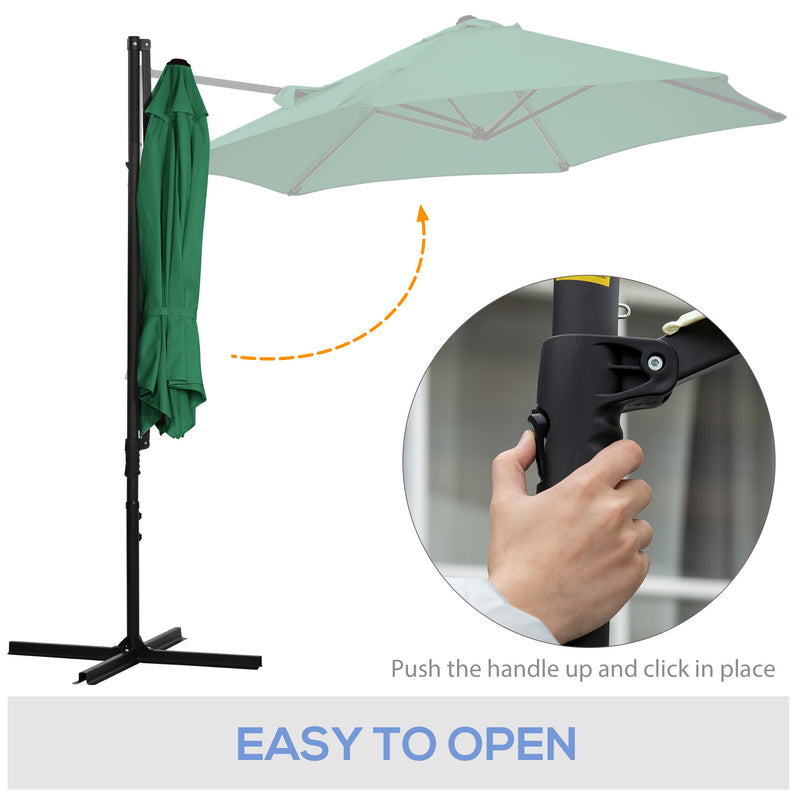 Patio Umbrellas, 8.5ft Offset Cantilever Patio Umbrella Roma Parasol with 360° Rotation - Green - Seasonal Overstock