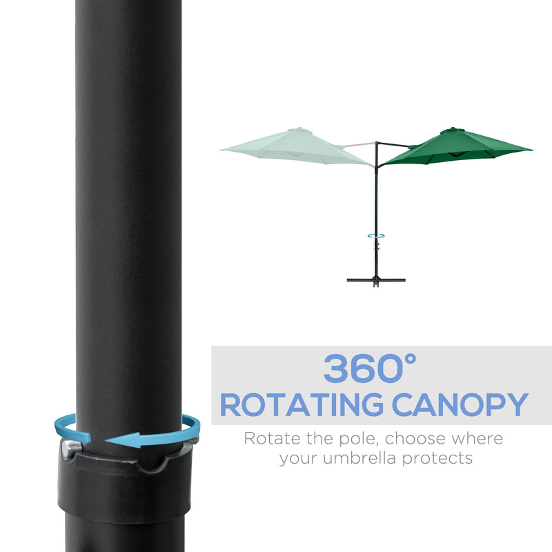 Patio Umbrellas, 8.5ft Offset Cantilever Patio Umbrella Roma Parasol with 360° Rotation - Green - Seasonal Overstock