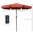 Patio Umbrellas, 8.5ft Outdoor Market Table Patio Umbrella with Tilt and Crank- Wine Red - Seasonal Overstock