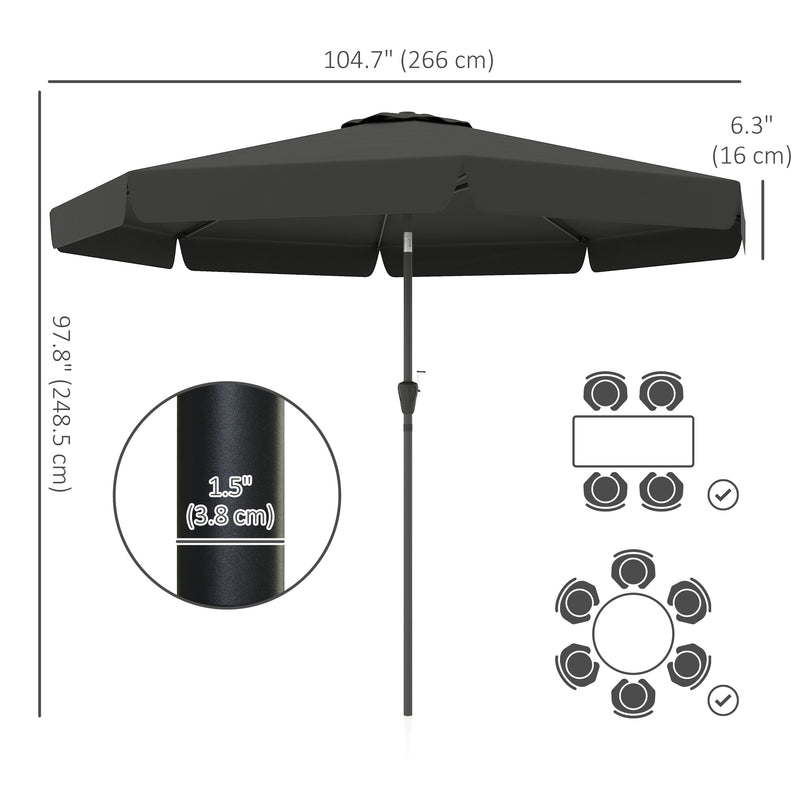 Patio Umbrellas, 8.5ft Outdoor Market Table Patio Umbrella with Tilt and Crank - Black - Seasonal Overstock