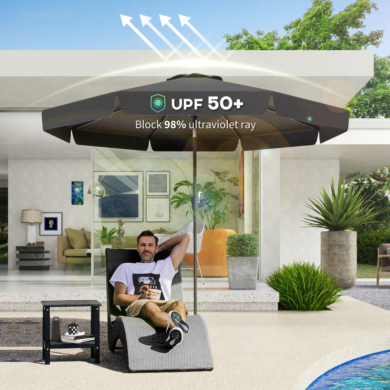 Patio Umbrellas, 8.5ft Outdoor Market Table Patio Umbrella with Tilt and Crank - Black - Seasonal Overstock