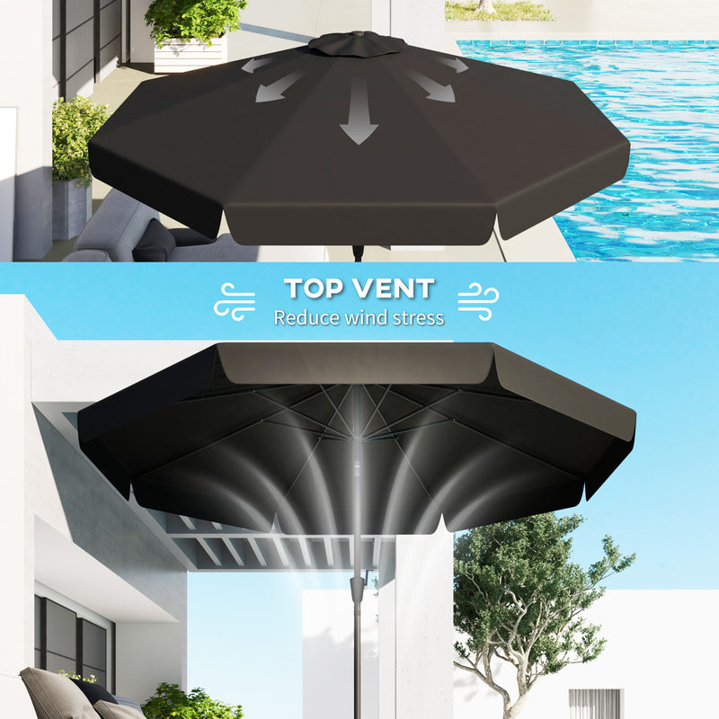 Patio Umbrellas, 8.5ft Outdoor Market Table Patio Umbrella with Tilt and Crank - Black - Seasonal Overstock