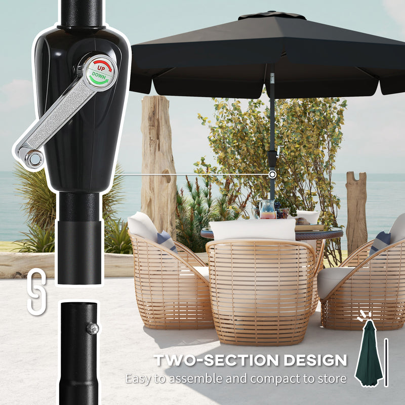 Patio Umbrellas, 8.5ft Outdoor Market Table Patio Umbrella with Tilt and Crank - Black - Seasonal Overstock