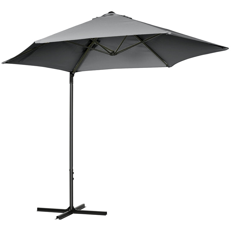 Patio Umbrellas, 8.5ft Offset Cantilever Patio Umbrella Roma Parasol with 360° Rotation - Dark Grey - Seasonal Overstock