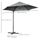 Patio Umbrellas, 8.5ft Offset Cantilever Patio Umbrella Roma Parasol with 360° Rotation - Dark Grey - Seasonal Overstock