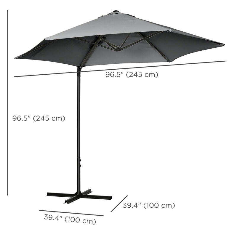 Patio Umbrellas, 8.5ft Offset Cantilever Patio Umbrella Roma Parasol with 360° Rotation - Dark Grey - Seasonal Overstock