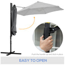 Patio Umbrellas, 8.5ft Offset Cantilever Patio Umbrella Roma Parasol with 360° Rotation - Dark Grey - Seasonal Overstock