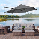 Patio Umbrellas, 8.5ft Offset Cantilever Patio Umbrella Roma Parasol with 360° Rotation - Dark Grey - Seasonal Overstock