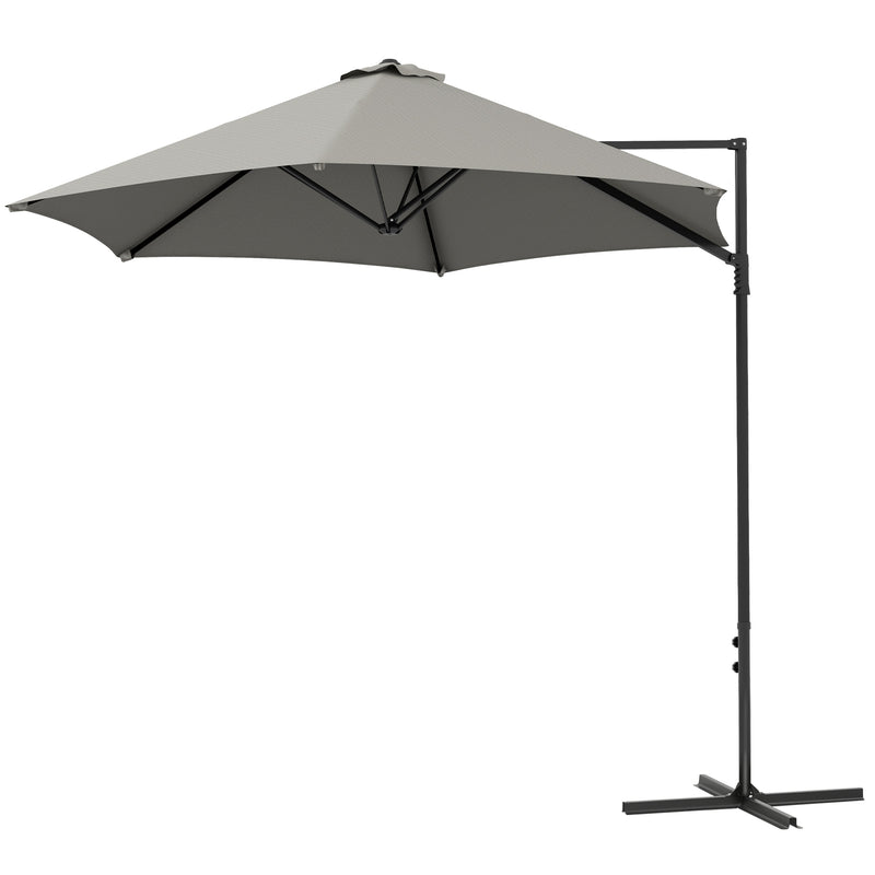 Patio Umbrellas, 8.5ft Offset Cantilever Patio Umbrella Roma Parasol with 360° Rotation - Light Grey - Seasonal Overstock