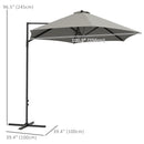 Patio Umbrellas, 8.5ft Offset Cantilever Patio Umbrella Roma Parasol with 360° Rotation - Light Grey - Seasonal Overstock